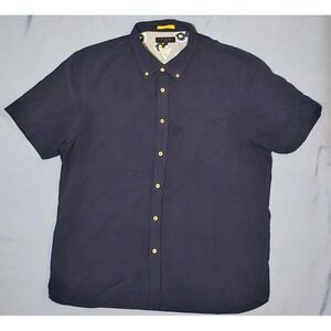 TED BAKER MENS SIZE 6 FITTED BLUE ULTRA SOFT SS BUTTON DOWN‎ SHIRT